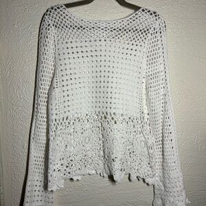 Pink Lily White Crochet Top